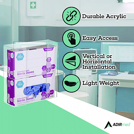 Acrylic Glove Dispenser, Double Box Capacity, 10.2 x 3.5 x 10.8, Clear (I90202)