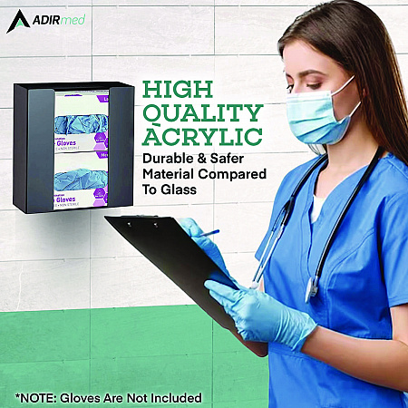 Acrylic Glove Dispenser, Double Box Capacity, 10.2 x 3.5 x 10.8, Black (I90202BLK)