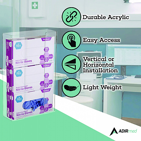 Acrylic Glove Dispenser, Triple Box Capacity, 10.2 x 3.5 x 16.1, Clear (I90203)