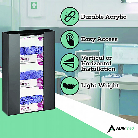 Acrylic Glove Dispenser, Triple Box Capacity, 10.2 x 3.5 x 16.1, Black (I90203BLK)