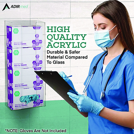 Acrylic Glove Dispenser, Quad Box Capacity, 10.2 x 3.5 x 21.1, Clear (I90204)