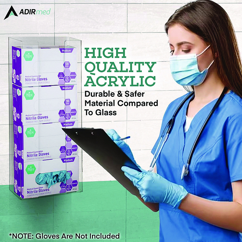 Acrylic Glove Dispenser, Quad Box Capacity, 10.2 x 3.5 x 21.1, Clear (I90204)
