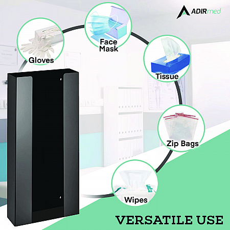 Acrylic Glove Dispenser, Quad Box Capacity, 10.2 x 3.5 x 21.1, Black (I90204BLK)