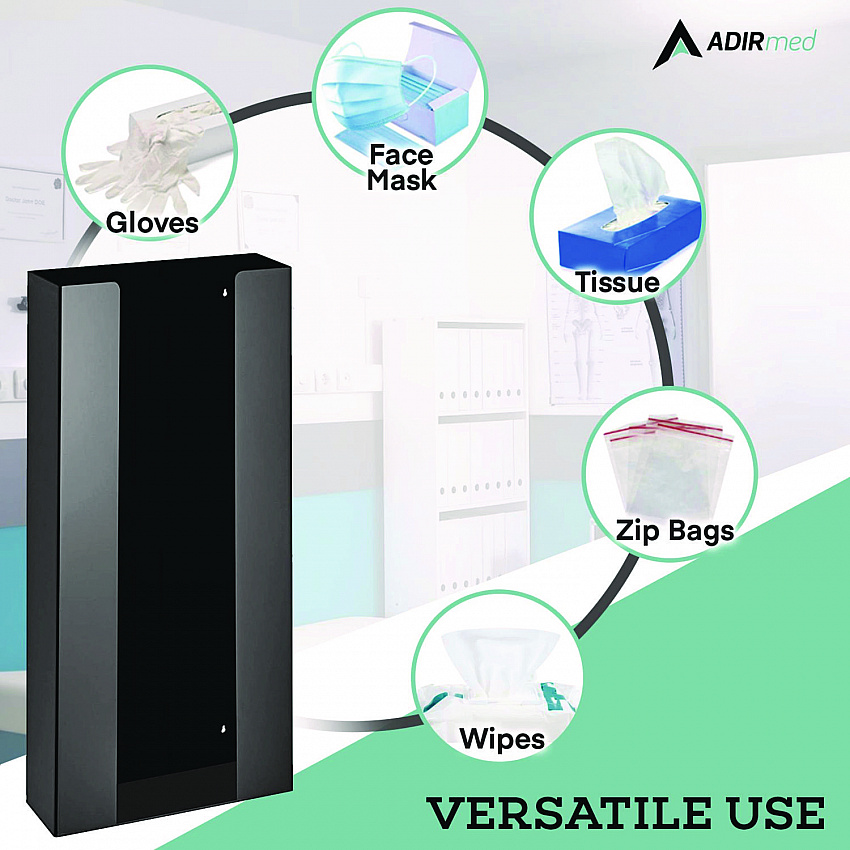 Acrylic Glove Dispenser, Quad Box Capacity, 10.2 x 3.5 x 21.1, Black (I90204BLK)
