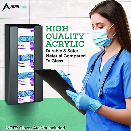 Acrylic Glove Dispenser, Quad Box Capacity, 10.2 x 3.5 x 21.1, Black (I90204BLK)