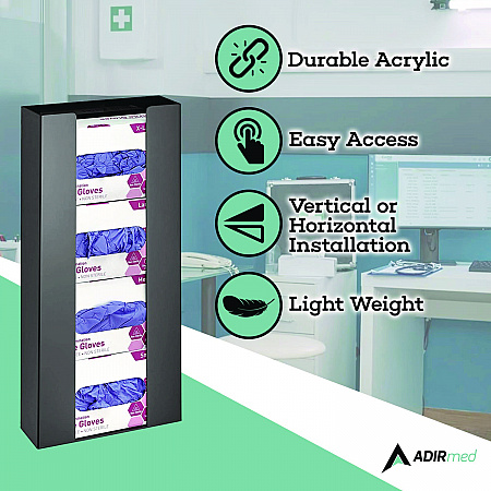 Acrylic Glove Dispenser, Quad Box Capacity, 10.2 x 3.5 x 21.1, Black (I90204BLK)