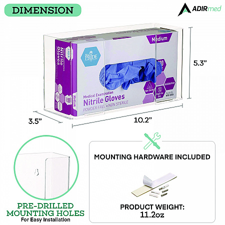 Acrylic Glove Dispenser, Single Box Capacity, 10.2 x 3.5 x 5.3, Clear (I90201)