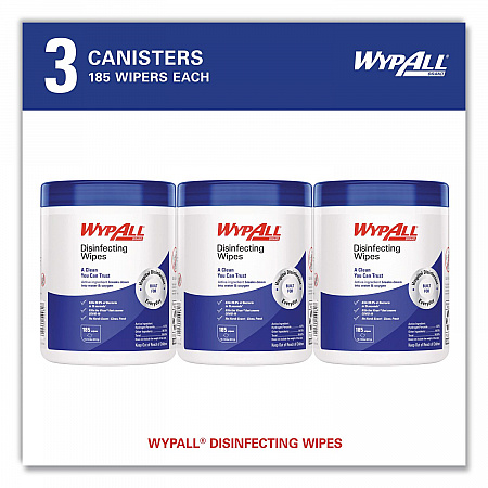 Disinfecting Wipes, 1-Ply, 5.16 x 8.5, Fresh Scent, White, 185 Sheets/Canister, 3 Canisters/Carton (54481)