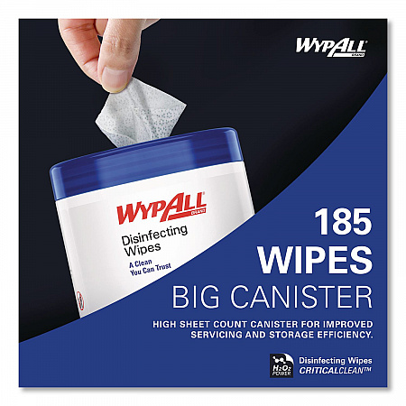 Disinfecting Wipes, 1-Ply, 5.16 x 8.5, Fresh Scent, White, 185 Sheets/Canister, 3 Canisters/Carton (54481)