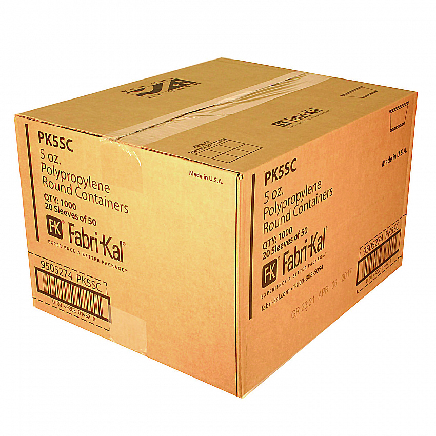 Microwavable Deli Containers, 5 oz, 3.6" Diameter x 1.8" h, Clear, Plastic, 1,000/Carton (PK5SC)