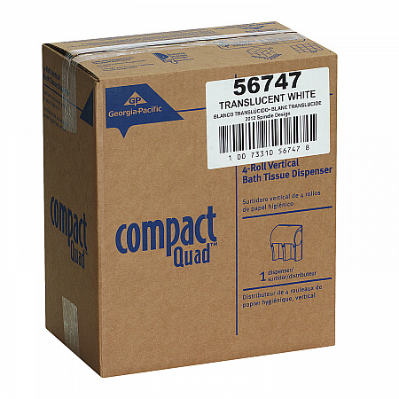 Compact Quad Vertical Four-Roll Coreless Tissue Dispenser, 12.06 x 8 x 14.44, White (56747A)