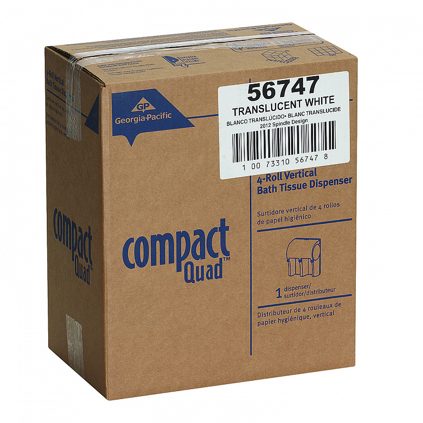 Compact Quad Vertical Four-Roll Coreless Tissue Dispenser, 12.06 x 8 x 14.44, White (56747A)