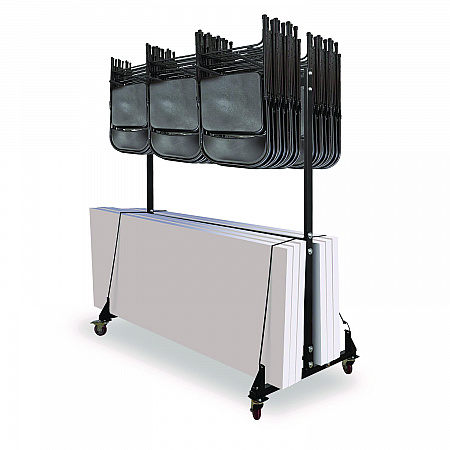 Folding Chair and Table Combo Cart, Metal, 600 lb Capacity, 33.7 x 65 x 67, Black (I69001)