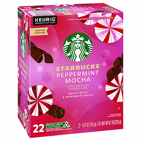 Peppermint Mocha K-Cup, 22/Box, 4/Carton (12437832CT)