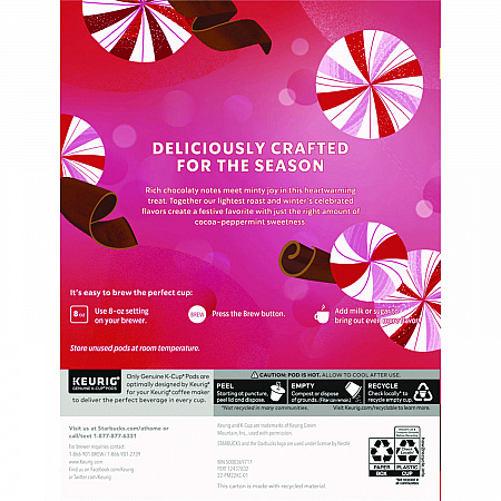 Peppermint Mocha K-Cup, 22/Box, 4/Carton (12437832CT)