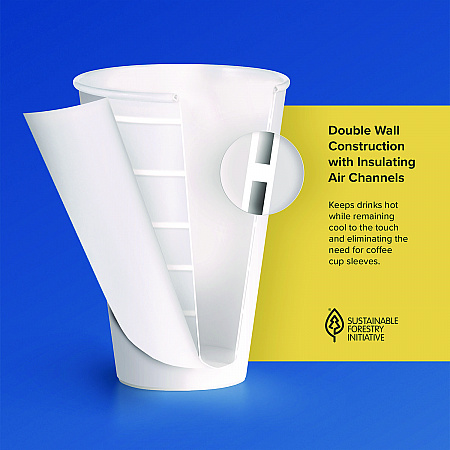 Thermoguard Insulated Paper Hot Cups, 16 oz, White Sustainable Forest Design, 600/Carton (DWTG16W)