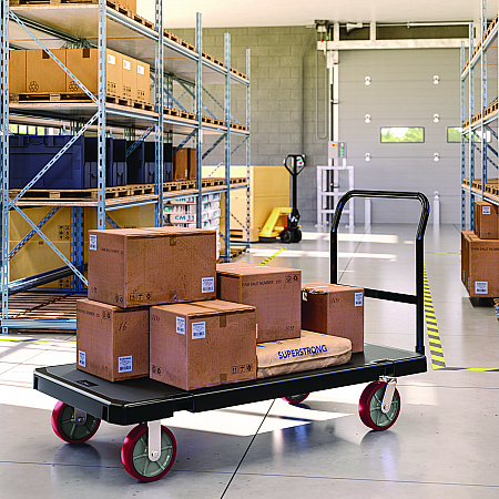Resin Platform Truck, 1,600 lb Capacity, 30.25 x 64.5 x 41, Black (PDPT3060)