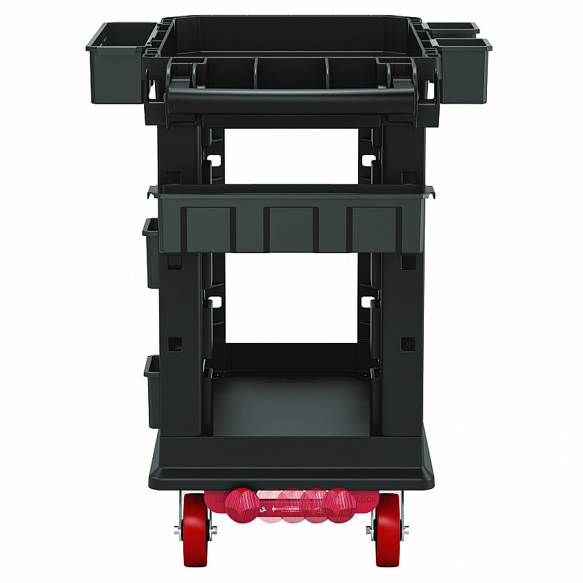 Heavy Duty Plus Utility Cart, Plastic, 2 Shelves, 6 Bins, 500 lb Capacity, 19.5" x 41.78" x 34.81", Black (PUCHD1937)