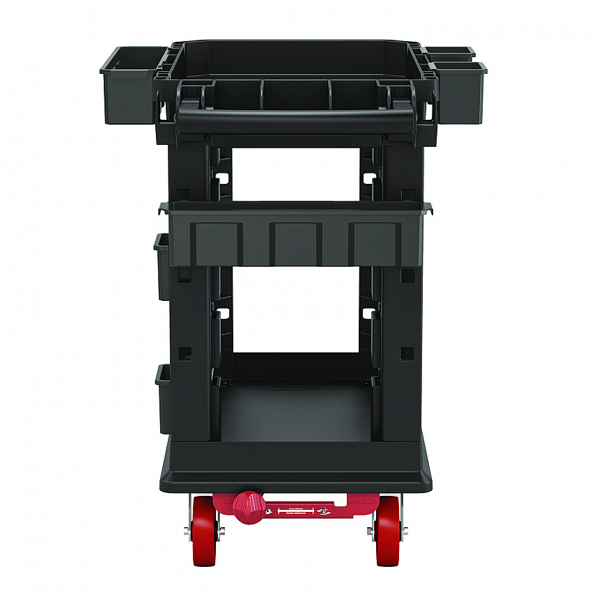 Heavy Duty Plus Utility Cart, Plastic, 2 Shelves, 6 Bins, 500 lb Capacity, 19.5" x 41.78" x 34.81", Black (PUCHD1937)