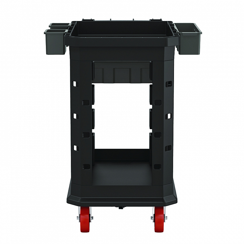 Heavy Duty Plus Utility Cart, Plastic, 2 Shelves, 6 Bins, 500 lb Capacity, 19.5" x 41.78" x 34.81", Black (PUCHD1937)