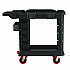 Heavy Duty Plus Utility Cart, Plastic, 2 Shelves, 6 Bins, 500 lb Capacity, 19.5