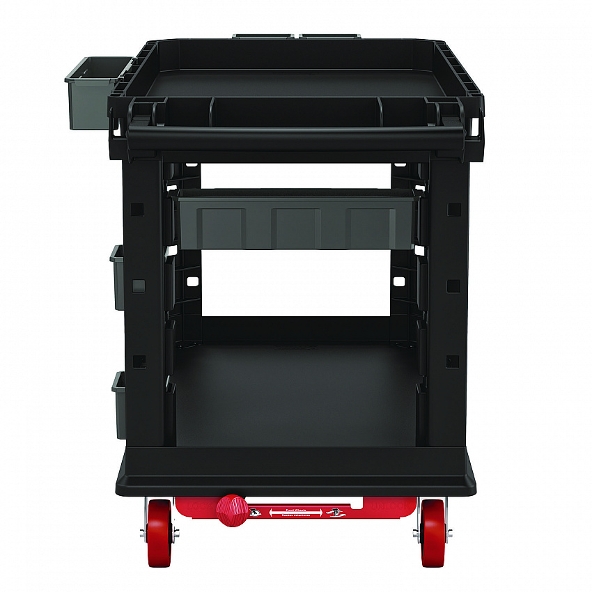 Heavy Duty Plus Utility Cart, Plastic, 2 Shelves, 6 Bins, Capacity, 26.5" x 48.78" x 34.81", Black (PUCHD2645)