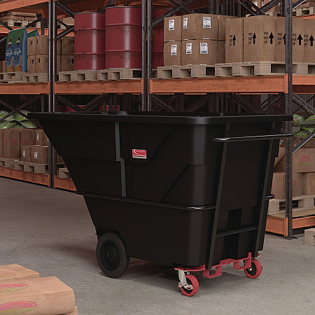 2 cu yd Heavy Duty Tilt Truck, Forkliftable Frame, 2,300 lb Capacity, Black/Red (RMTTHD200)