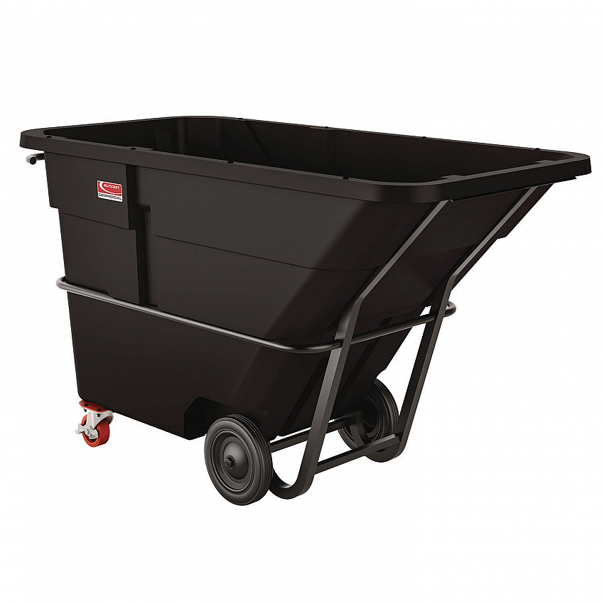 1.5 cu yd Standard Duty Tilt Truck, Forkliftable Frame, 1,300 lb Capacity, Black/Red (RMTTSD150)
