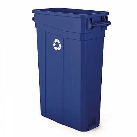 23 Gallon Resin Slim Recycling Trash Can, Plastic, Blue/White (TCNH2030BLR)