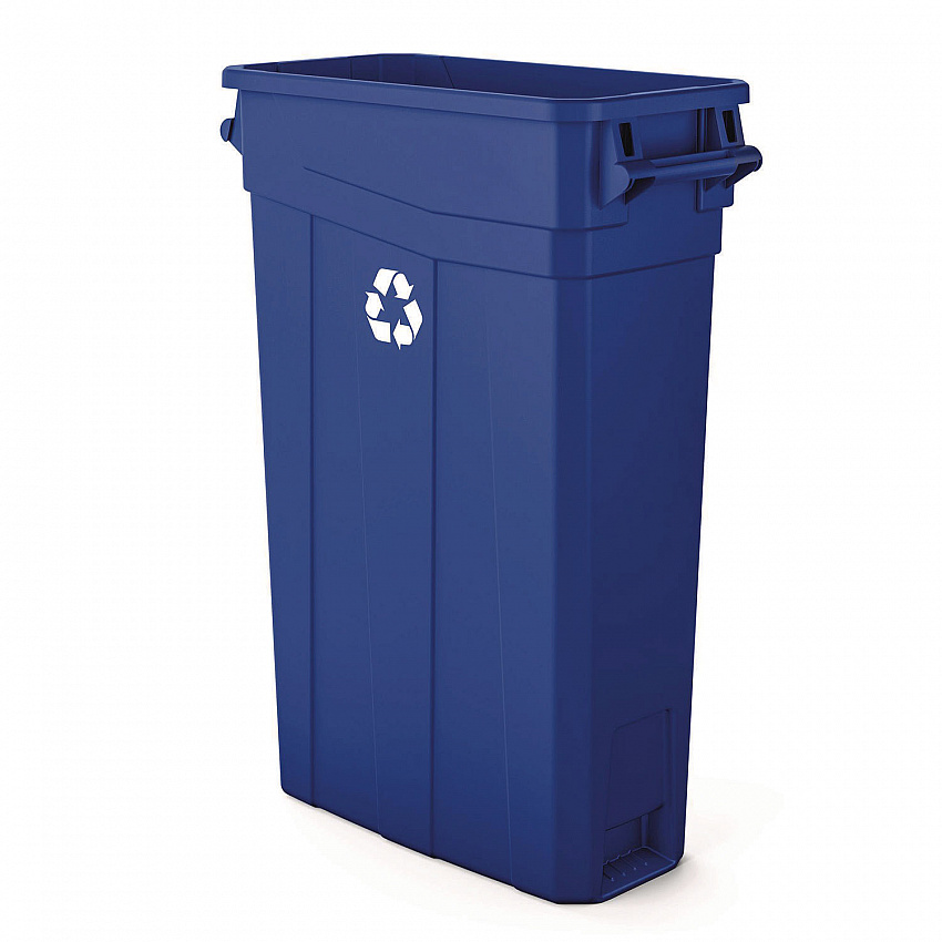 23 Gallon Resin Slim Recycling Trash Can, Plastic, Blue/White (TCNH2030BLR)