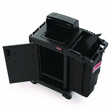 High Security Housekeeping Cart, Plastic, 1 Shelf, 3 Bins, 23.19 x 53.23 x 53.02, Black (CCH255A)