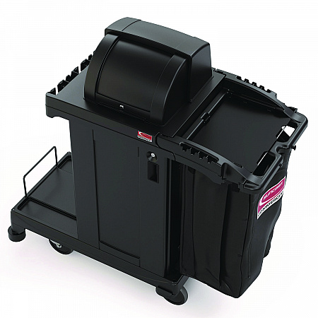 High Security Housekeeping Cart, Plastic, 1 Shelf, 3 Bins, 23.19 x 53.23 x 53.02, Black (CCH255A)