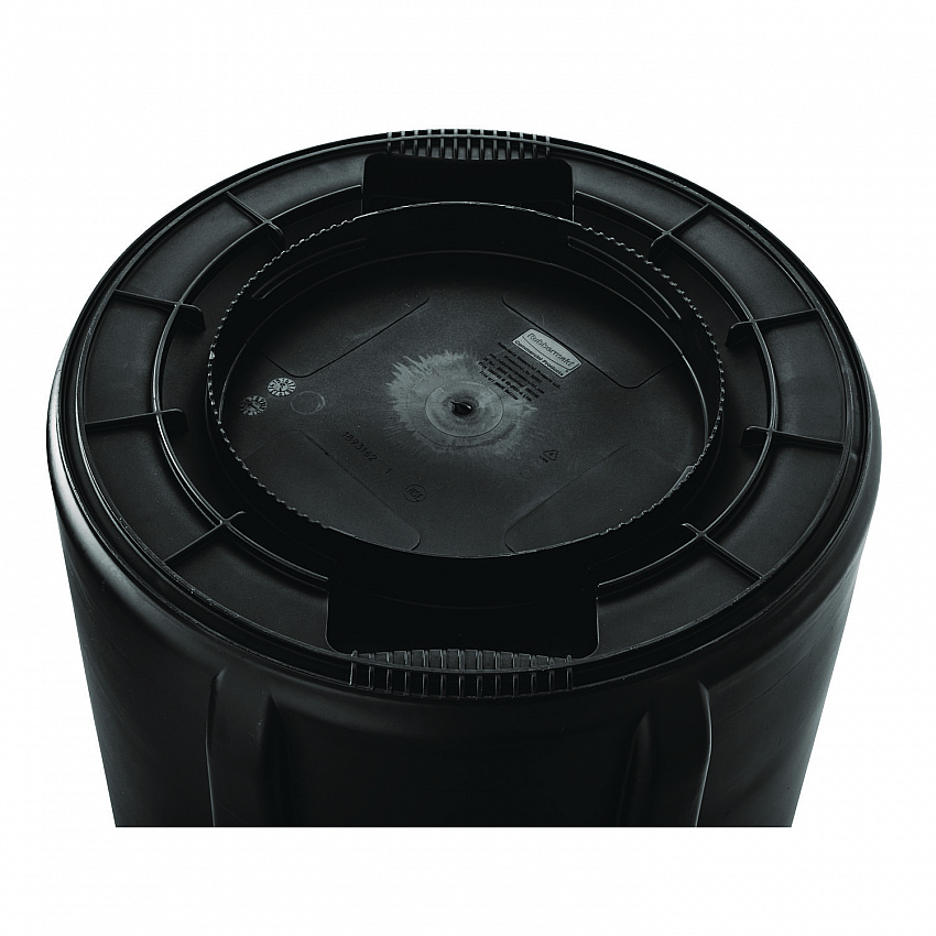 Vented Round Brute Container, 32 gal, Plastic, Black, 6/Carton (1867531CT)