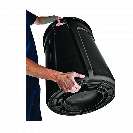 Vented Round Brute Container, 32 gal, Plastic, Black, 6/Carton (1867531CT)