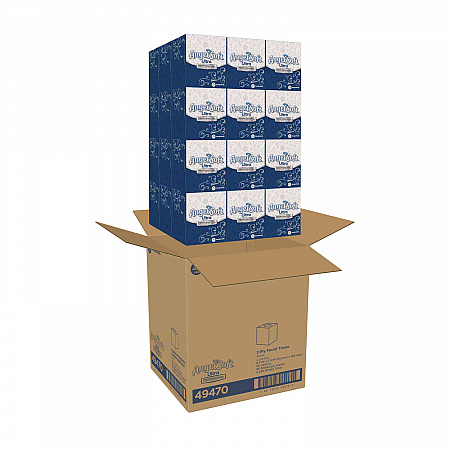 ps Ultra Facial Tissue, 2-Ply, White, 96 Sheets/Box, 36 Boxes/Carton (49470)