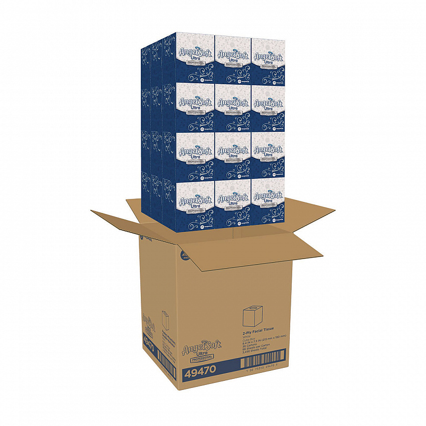 ps Ultra Facial Tissue, 2-Ply, White, 96 Sheets/Box, 36 Boxes/Carton (49470)