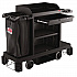 Partially Assembled Premium Housekeeping Cart, Plastic, 1 Shelf, 24 x 62.13 x 49.75, Black (HKC2002)