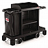 Partially Assembled Premium Housekeeping Cart, Plastic, 1 Shelf, 24 x 62.13 x 49.75, Black (HKC2002)