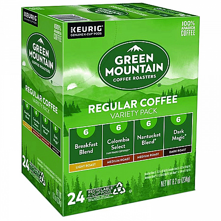 Regular Variety Pack Coffee K-Cups, Assorted Flavors, 24/Box (9974)