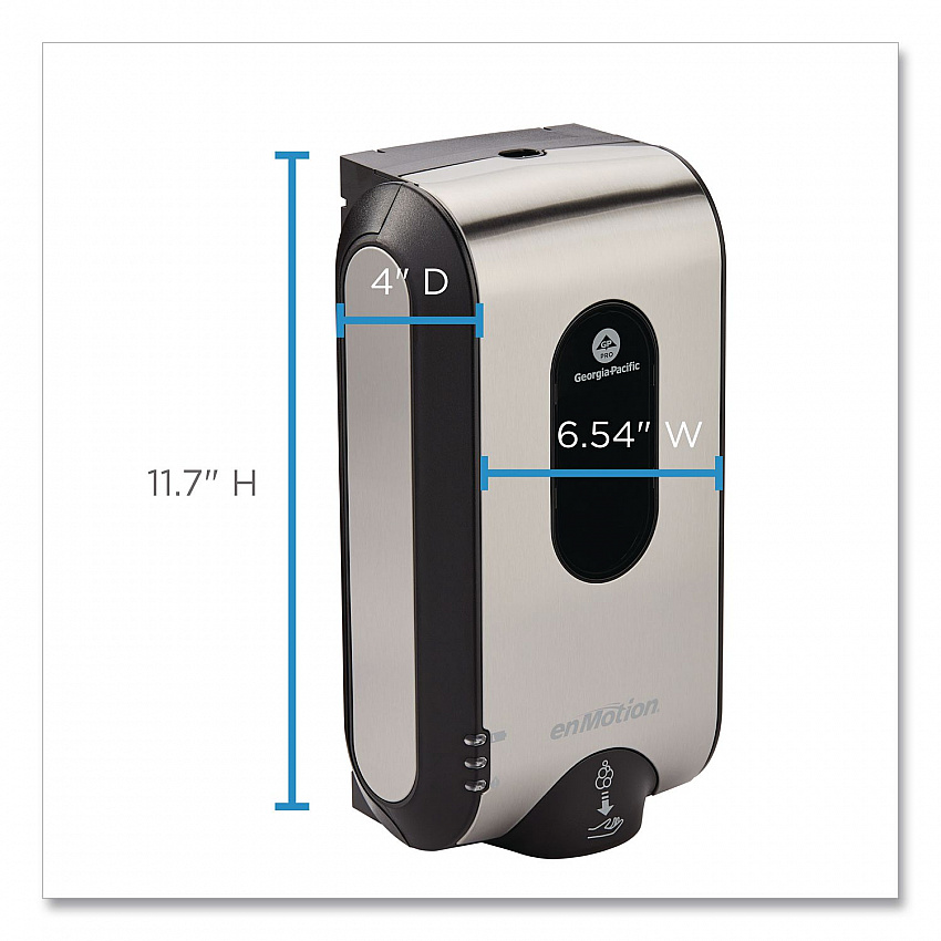 GP enMotion Automated Touchless Soap/Sanitizer Dispenser, 1,200 mL, 4.6 x 7.13 x 14.06, Stainless (52060)