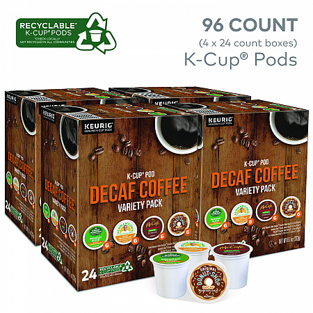 Decaf Variety Coffee K-Cups, Assorted Flavors, 96/Carton (9977CT)