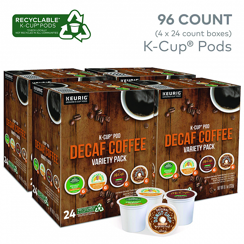 Decaf Variety Coffee K-Cups, Assorted Flavors, 96/Carton (9977CT)