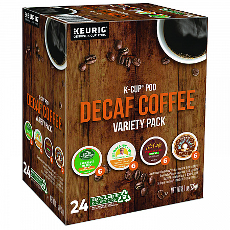 Decaf Variety Coffee K-Cups, Assorted Flavors, 0.38 oz K-Cup, 24/Box (9977)