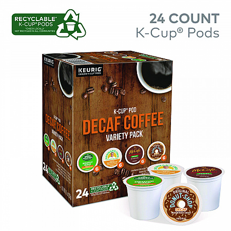 Decaf Variety Coffee K-Cups, Assorted Flavors, 0.38 oz K-Cup, 24/Box (9977)