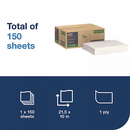 Foodservice Cleaning Towel, 1-Ply, 5 x 10.75, White, 150 Sheets/Carton (192197)