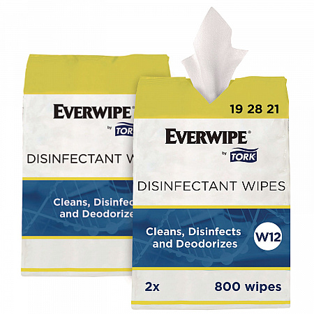 Disinfectant Wipe Jumbo Rolls, 1-Ply, 8 x 6, Lemon, White, 800 Sheets, 2/Carton (192821)