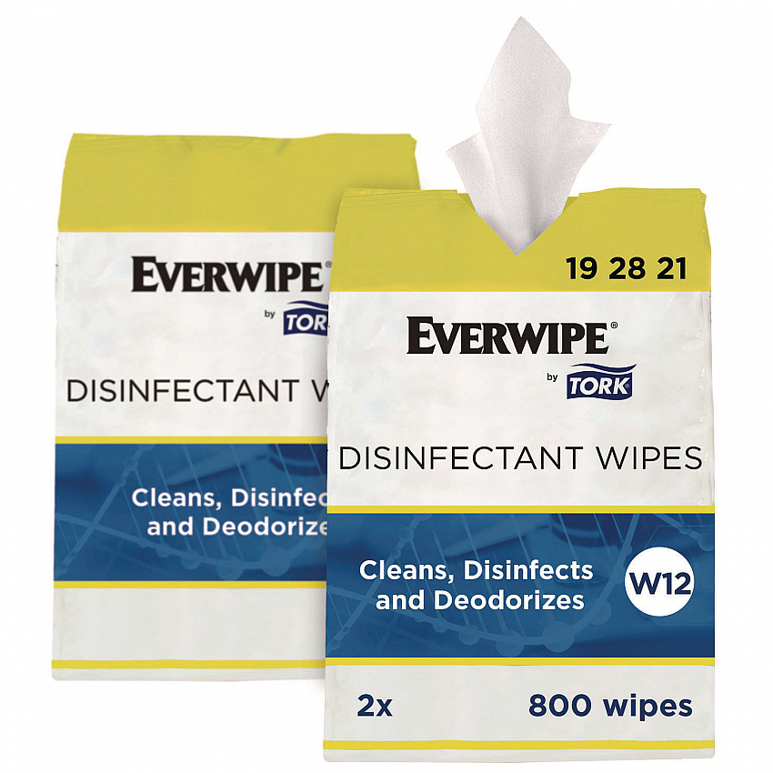 Disinfectant Wipe Jumbo Rolls, 1-Ply, 8 x 6, Lemon, White, 800 Sheets, 2/Carton (192821)