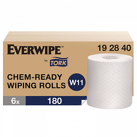 Chem-Ready Wiping Rolls, 1-Ply, 12 x 5.25, White, 180 Sheets, 6 Rolls/Carton (192840)