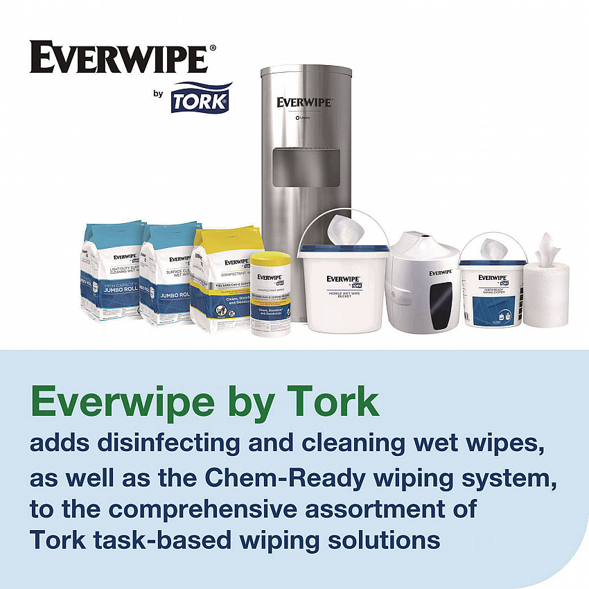 Everwipe by Tork Chem-Ready Wiping Rolls, 1-Ply, 12 x 12, White, 90 Sheets, 6 Rolls/Carton (192841)