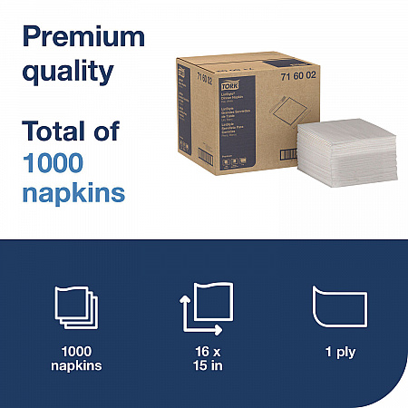 LinStyle Dinner Napkin, 1-Ply, 15 x 16, White, 1,000/Carton (716002)
